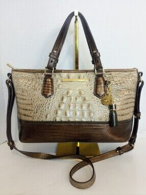 Brahmin Riesling Tri Texture Mini Asher Leather Crossbody Satchel